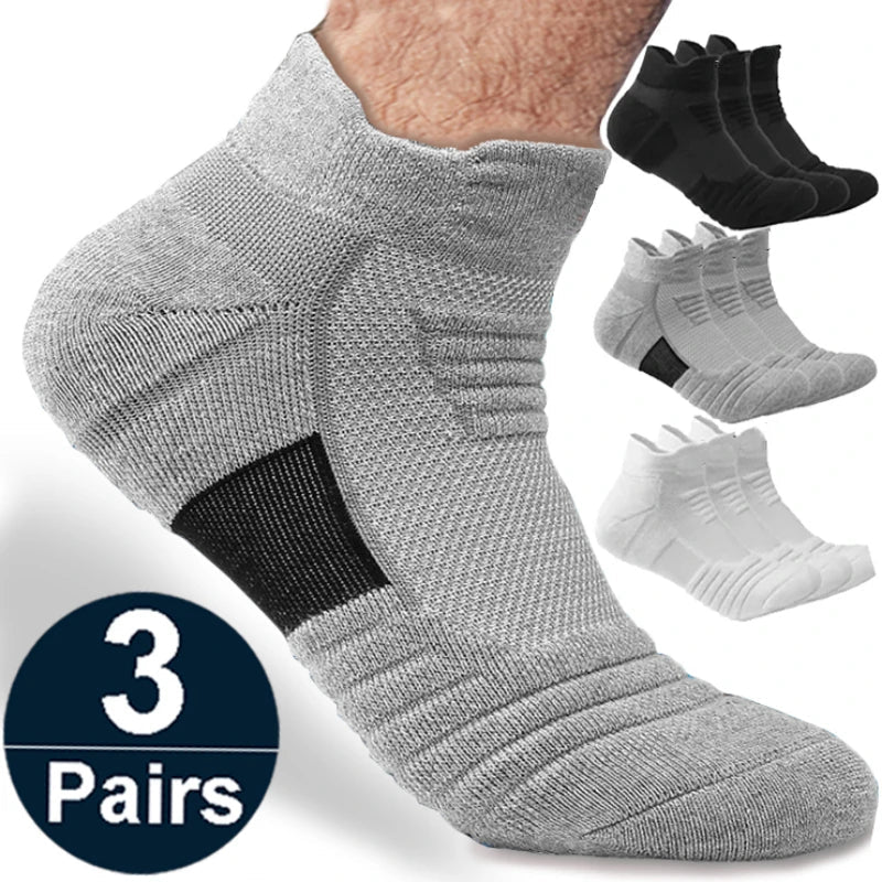 Anti-Slip Socks for Men - Breathable Cotton Sports Socks, Deodorising Grip Ankle Socks