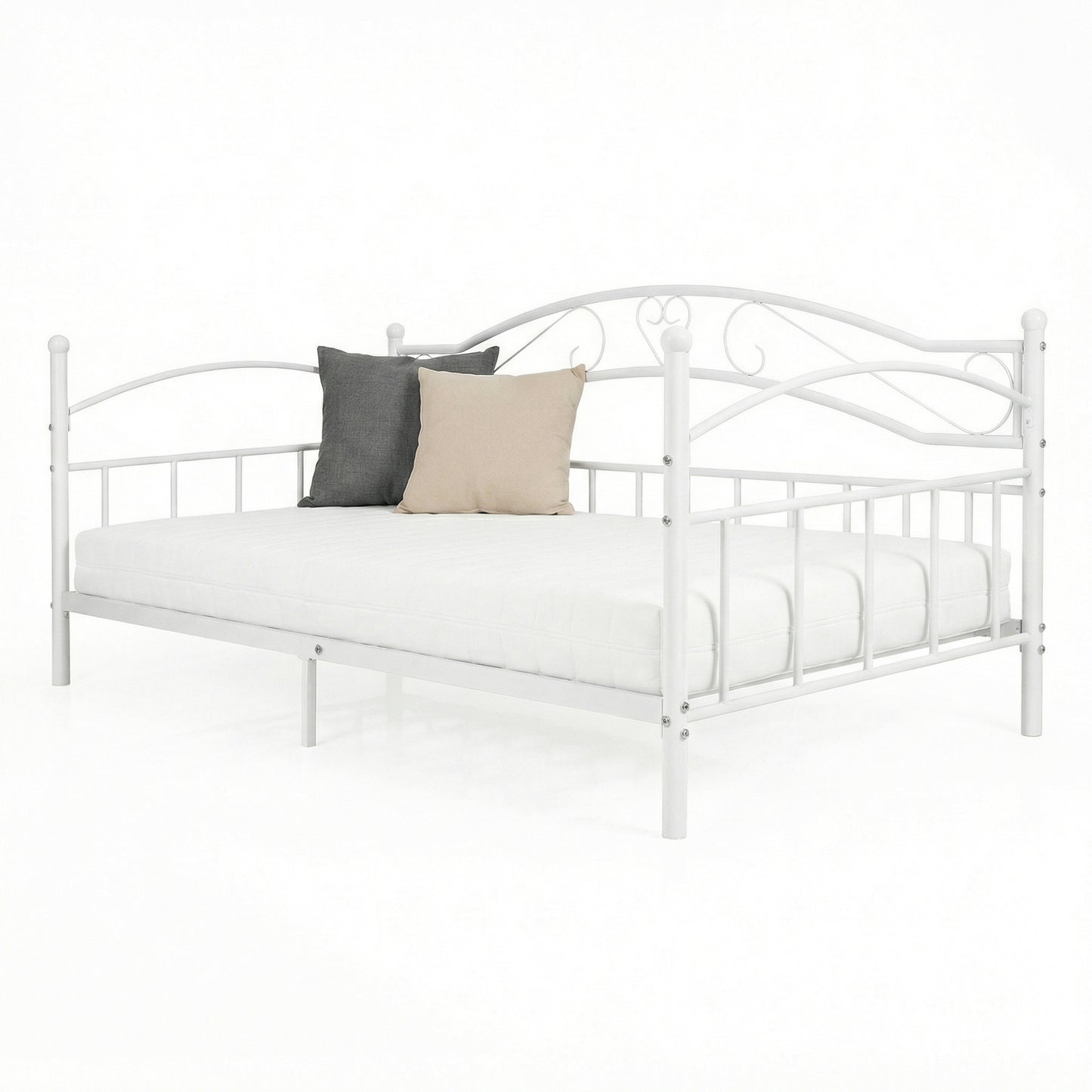 Metal Daybed Frame Sofa Bed with Classic Headboard Platform Bed Foundation-Black