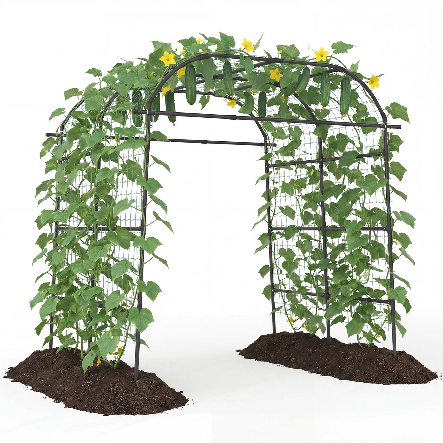 Metal Garden Arch Trellis for Climbing Plants Vegetables-Black