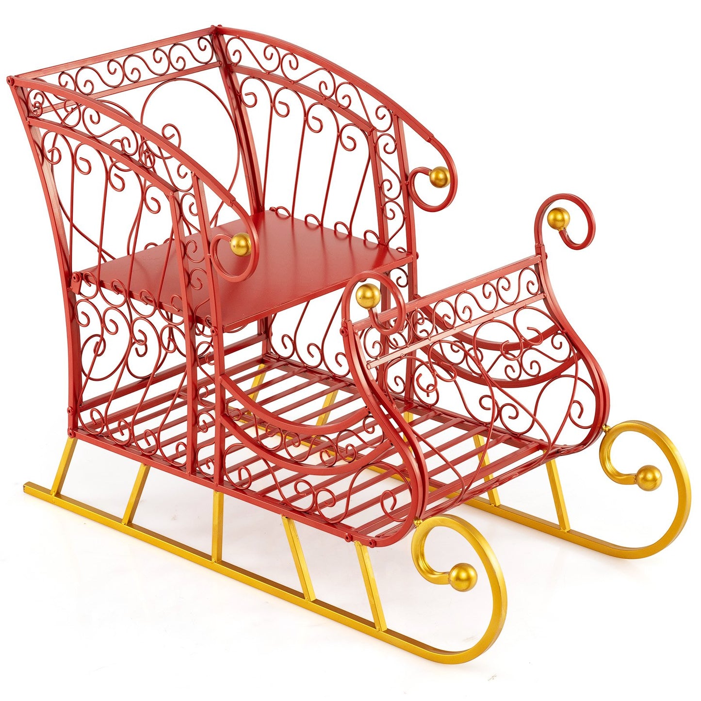Metal Christmas Santa Sleigh Basket 2-Tier Xmas Santa’s Gift Storage Sleigh