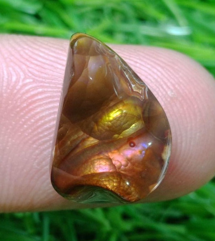 7.8ct Natural Fire Agate From Mexico, Rare Fire Agate, Pink Fire Agate- Perfect gemstone Gift, Dimensions - 16x11x6mm