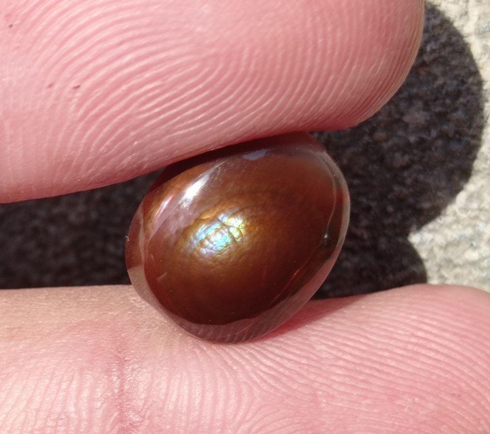 6.7ct Natural Fire Agate, Mexican Fire Agate, Polished Fire Agate Rare Fire Agate - Perfect gemstone Gift, Brown Oval Cabochon Fire Agate, Dimensions -  14x11 mm