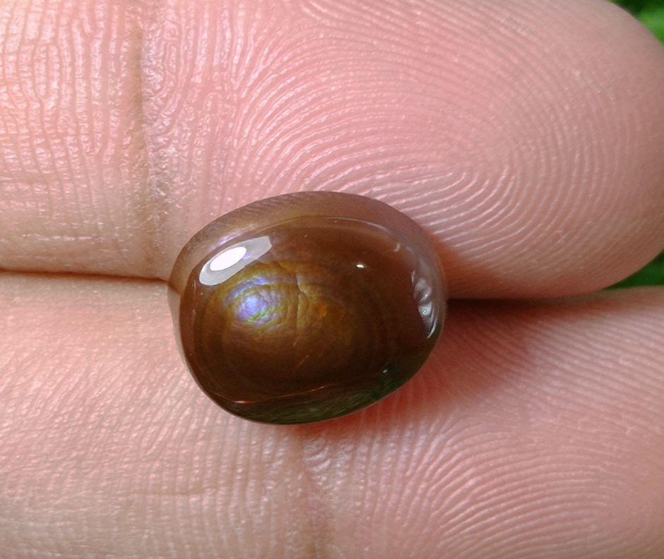 6.7ct Natural Fire Agate, Mexican Fire Agate, Polished Fire Agate Rare Fire Agate - Perfect gemstone Gift, Brown Oval Cabochon Fire Agate, Dimensions -  14x11 mm