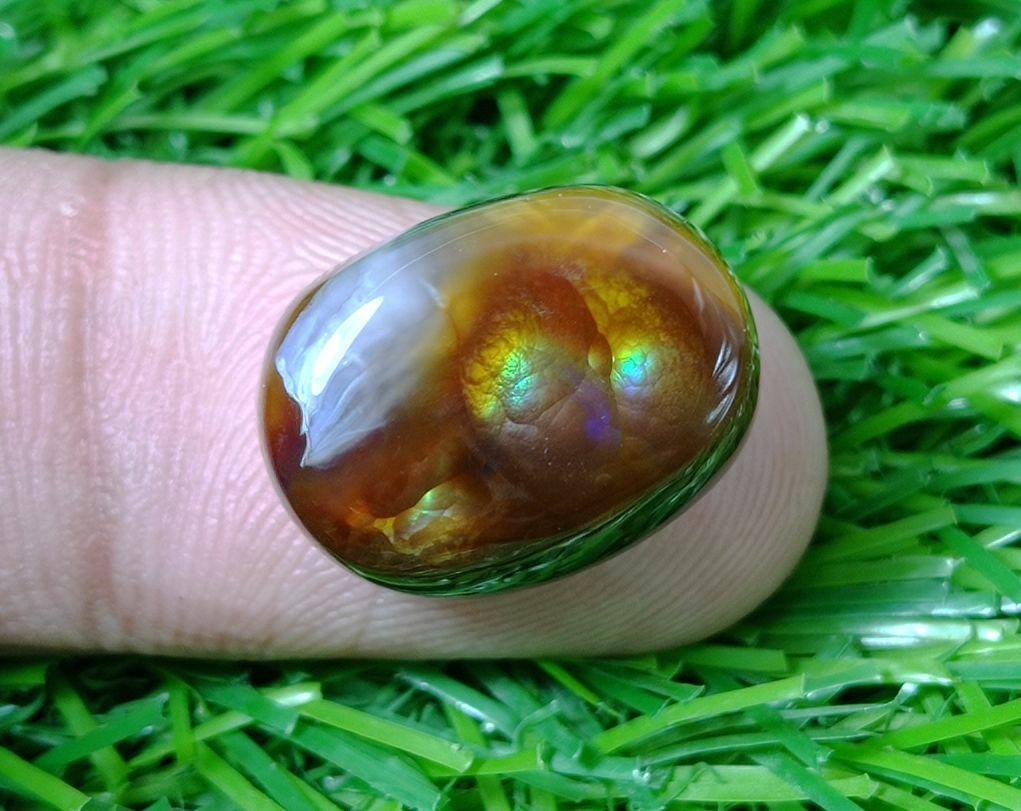 17.9ct Polished Fire Agate, Fire Agate Oval cabochon - Perfect gemstone Gift, Rare Gemstone , Dimensions - 18x13mm