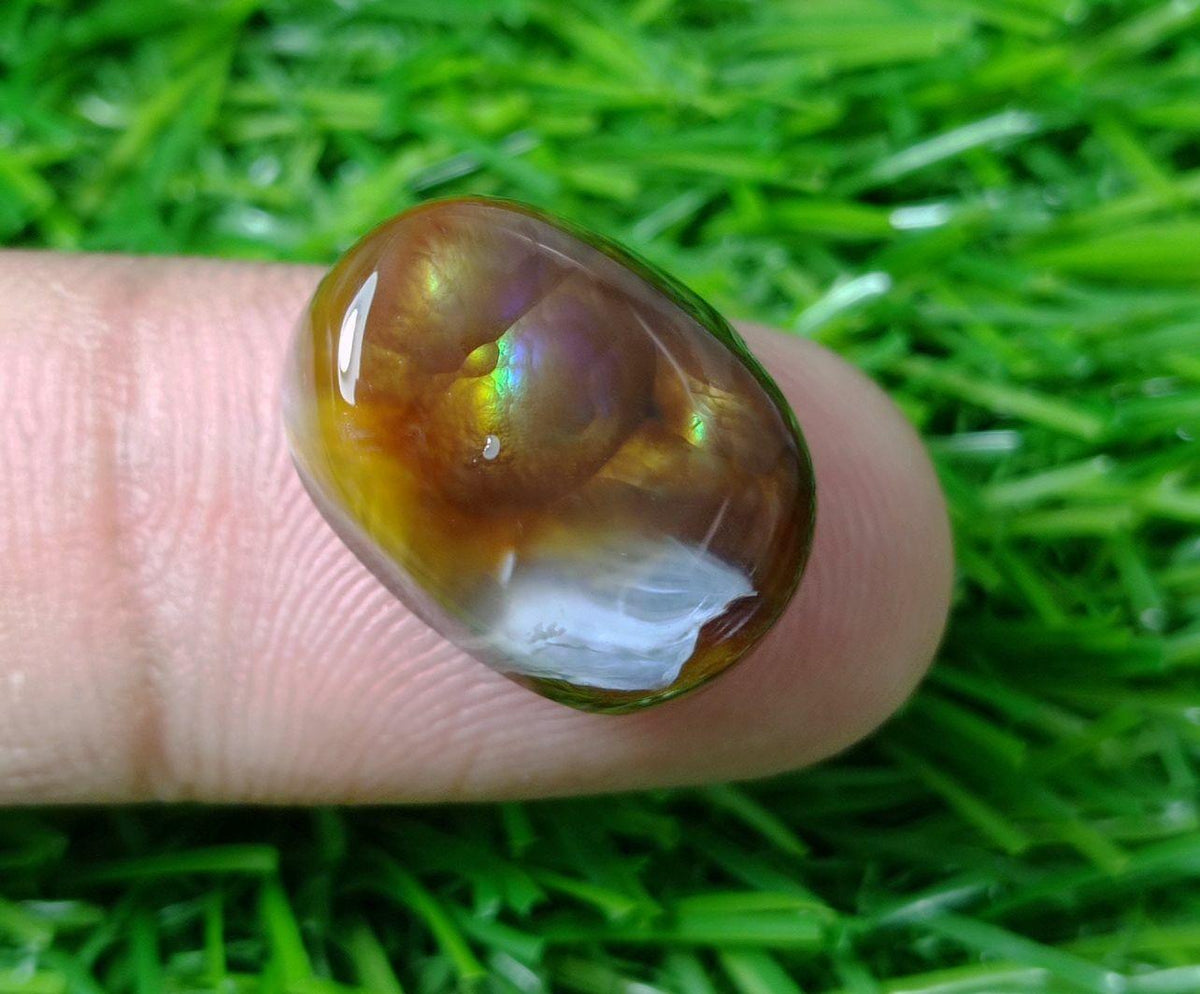 17.9ct Polished Fire Agate, Fire Agate Oval cabochon - Perfect gemstone Gift, Rare Gemstone , Dimensions - 18x13mm