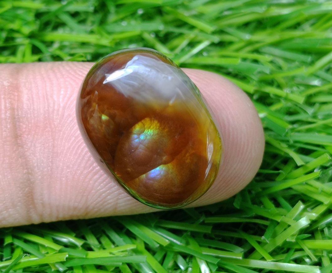 17.9ct Polished Fire Agate, Fire Agate Oval cabochon - Perfect gemstone Gift, Rare Gemstone , Dimensions - 18x13mm