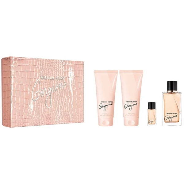 Michael Kors Gorgeous! Gift Set 100ml EDP + 100ml Body Lotion + 100ml Shower Gel + 5ml EDP Women's Fragrance