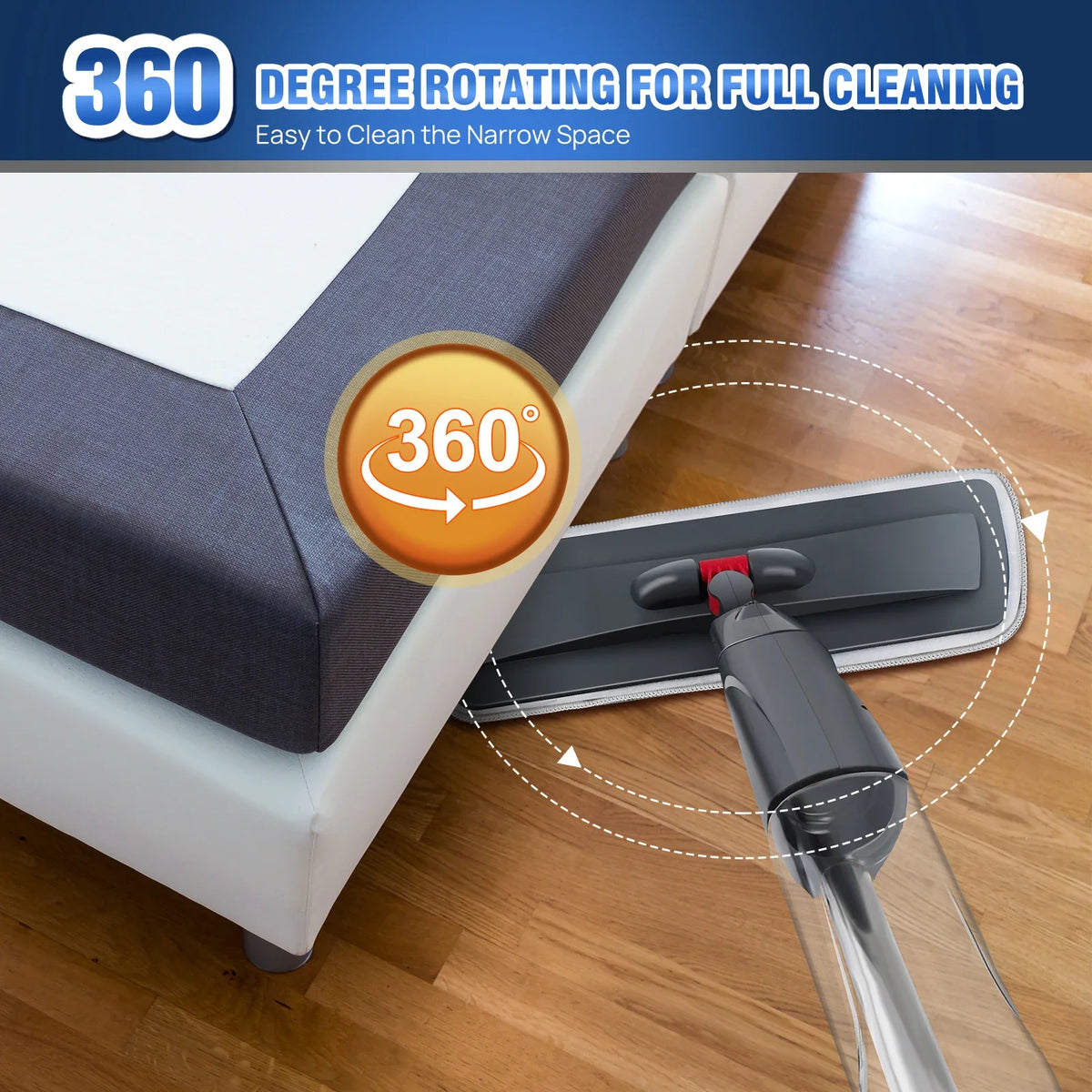 Spray Mop 700ML Microfibre Floor Cleaner 360° Spin Wet & Dry Flat Cleaning Brush