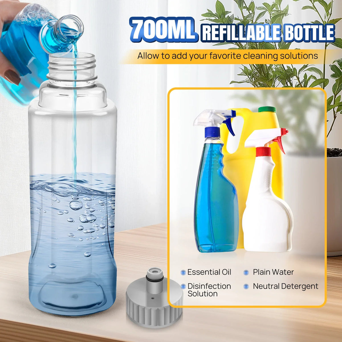 Spray Mop 700ML Microfibre Floor Cleaner 360° Spin Wet & Dry Flat Cleaning Brush