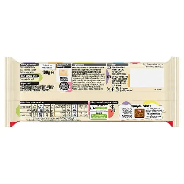 Milkybar Mini Eggs Easter White Chocolate Sharing Bar 100g (Case of 19)