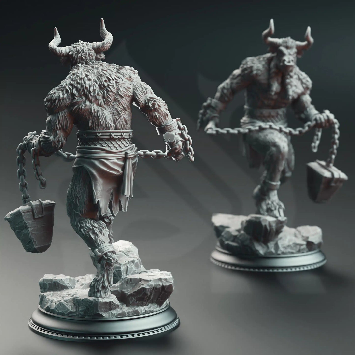 Minotaurs of the Labyrinth’s Depths - 3D Printed Barbarian Character Miniature