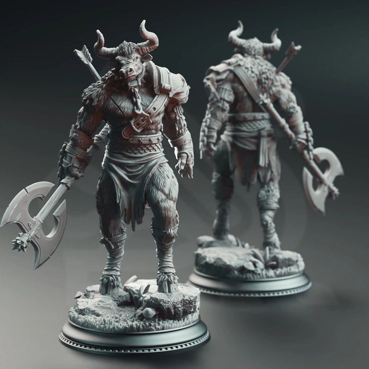Minotaurs of the Labyrinth’s Depths - 3D Printed Barbarian Character Miniature