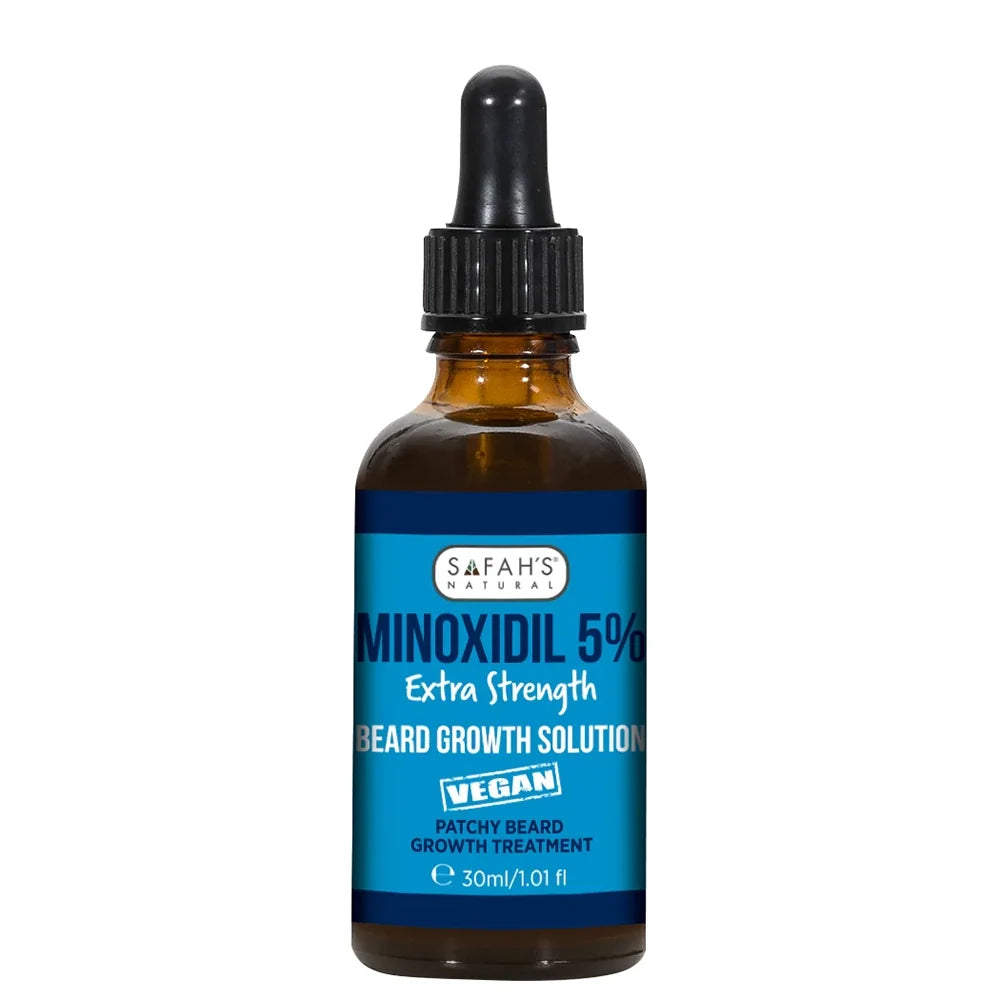 Safah's Natural Minoxidil 5% Beard Growth Solution for Fuller, Thicker Beards 30 ml / 1.01 oz
