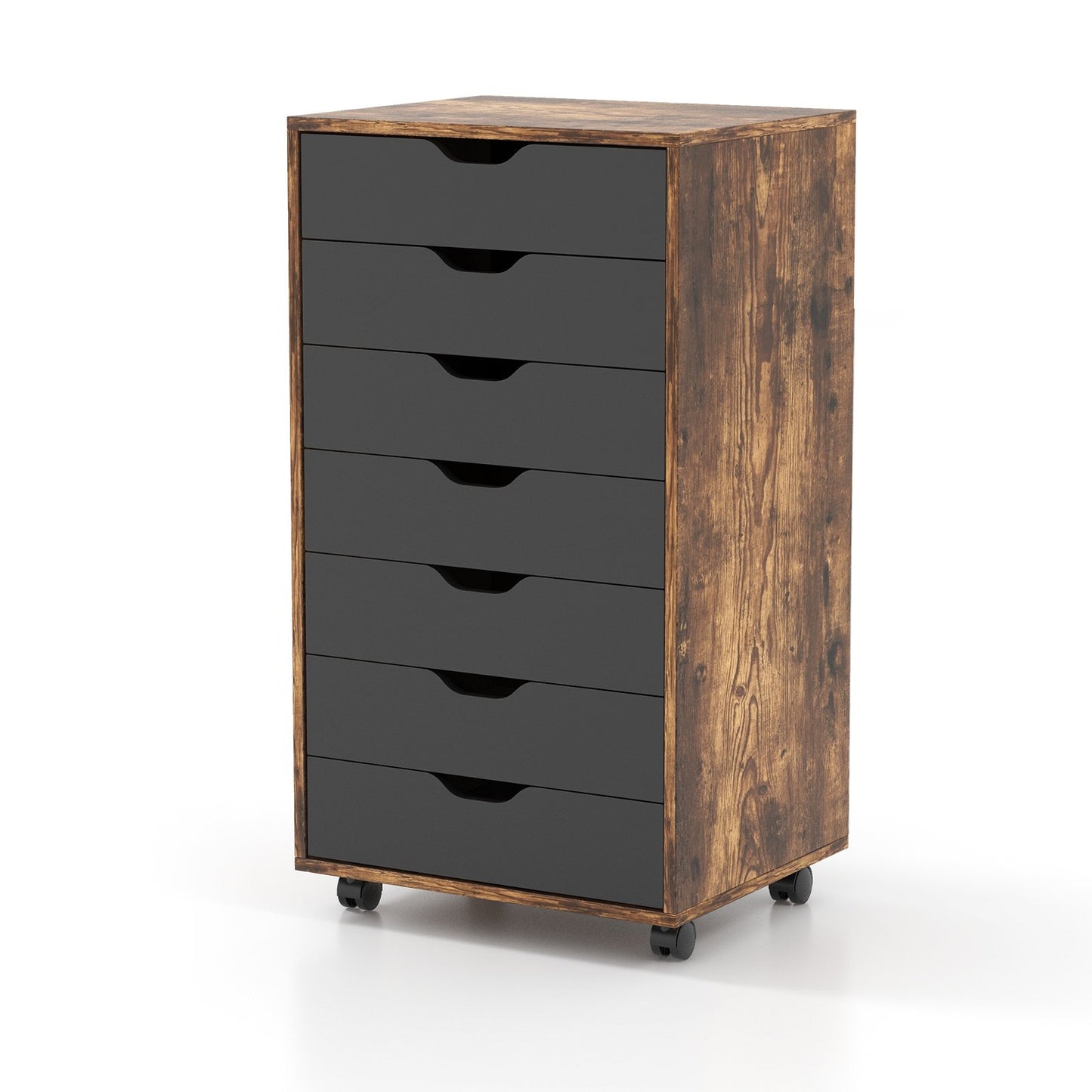Mobile File Cabinet on Wheels with 7 Drawers-Black