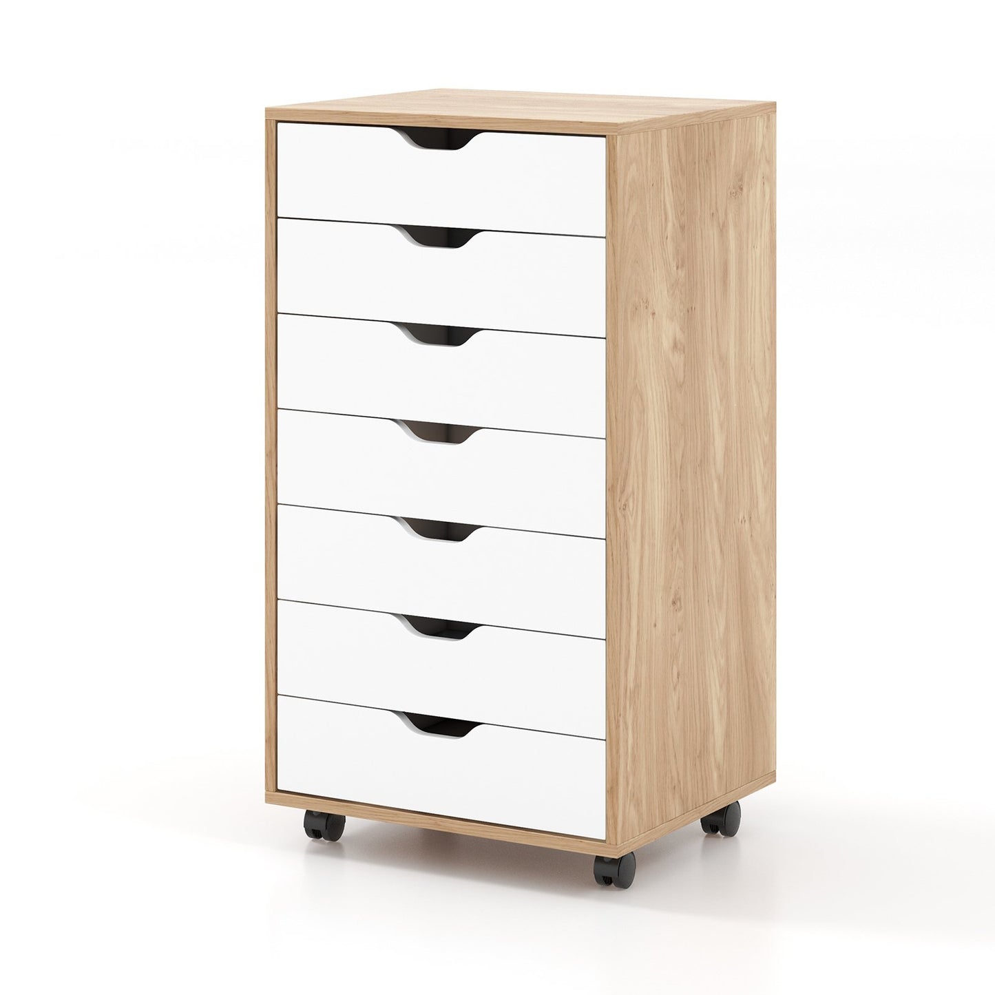 Mobile File Cabinet on Wheels with 7 Drawers-Black