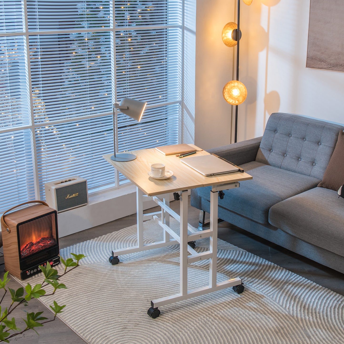 Height Adjustable Workstation with Wheels for Standing or Sitting-Black