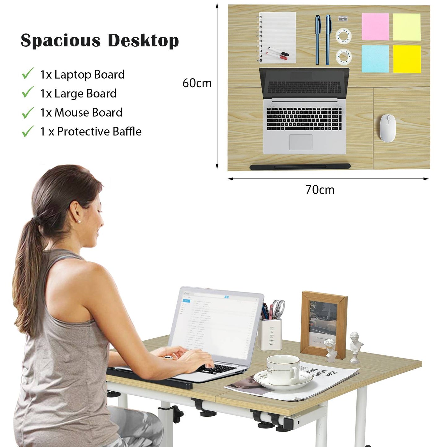Height Adjustable Workstation with Wheels for Standing or Sitting-Black
