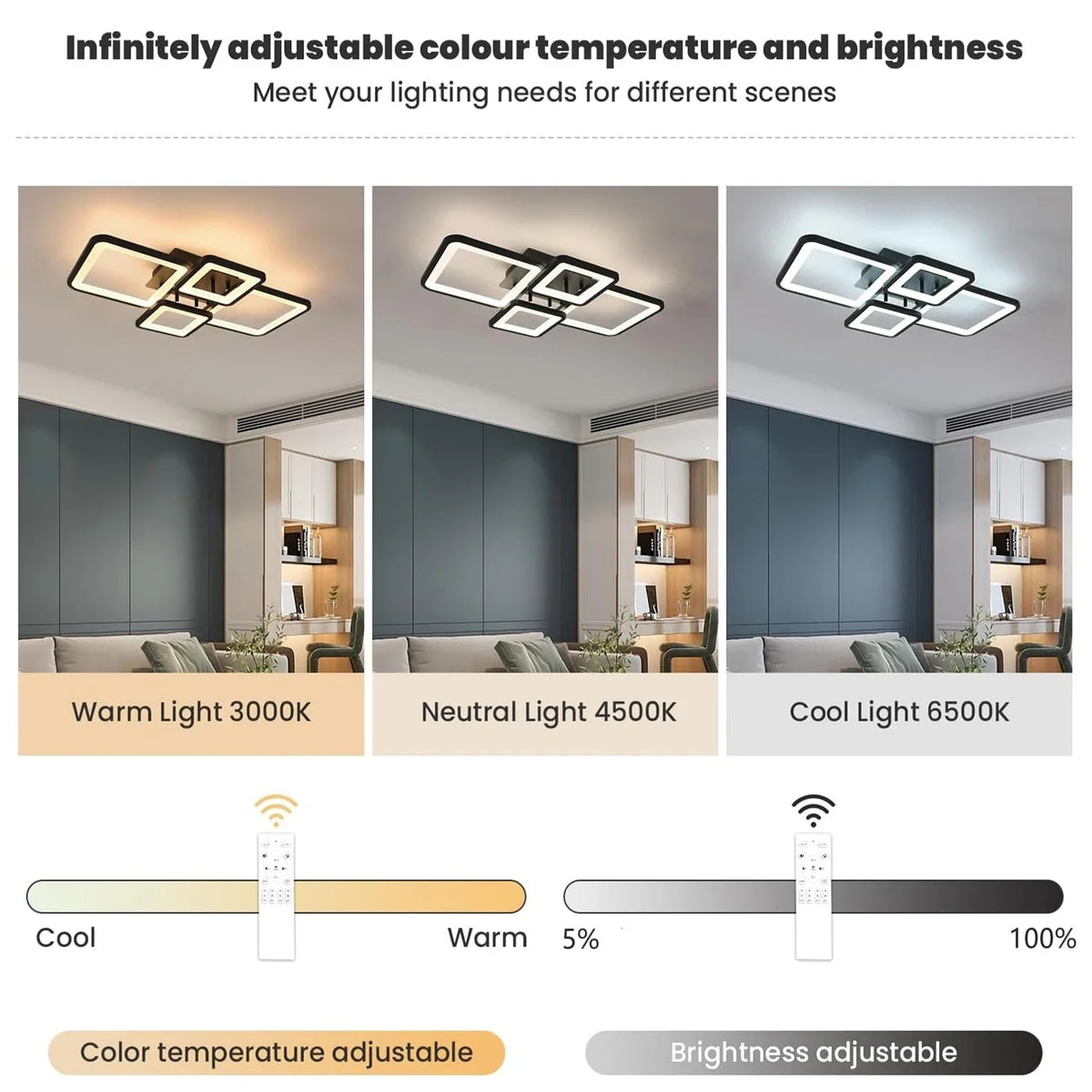 Modern Elegant LED Ceiling Light - Dimmable Creative Rectangular Design Roof Lamp