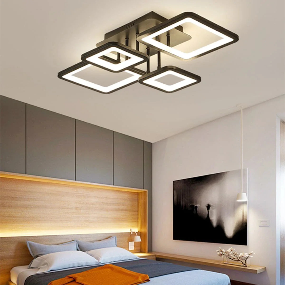 Modern Elegant LED Ceiling Light - Dimmable Creative Rectangular Design Roof Lamp