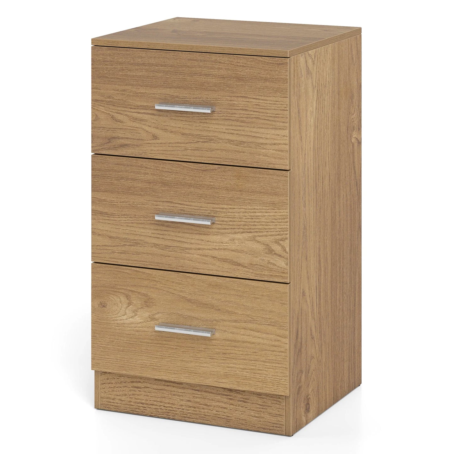 Modern Nightstand End Table with 3 Storage Drawers 2 Anti-tip Kits-Black