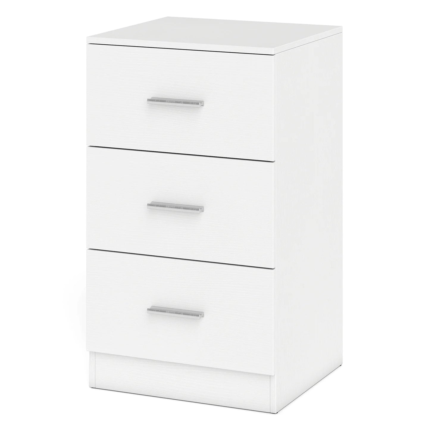 Modern Nightstand End Table with 3 Storage Drawers 2 Anti-tip Kits-Black