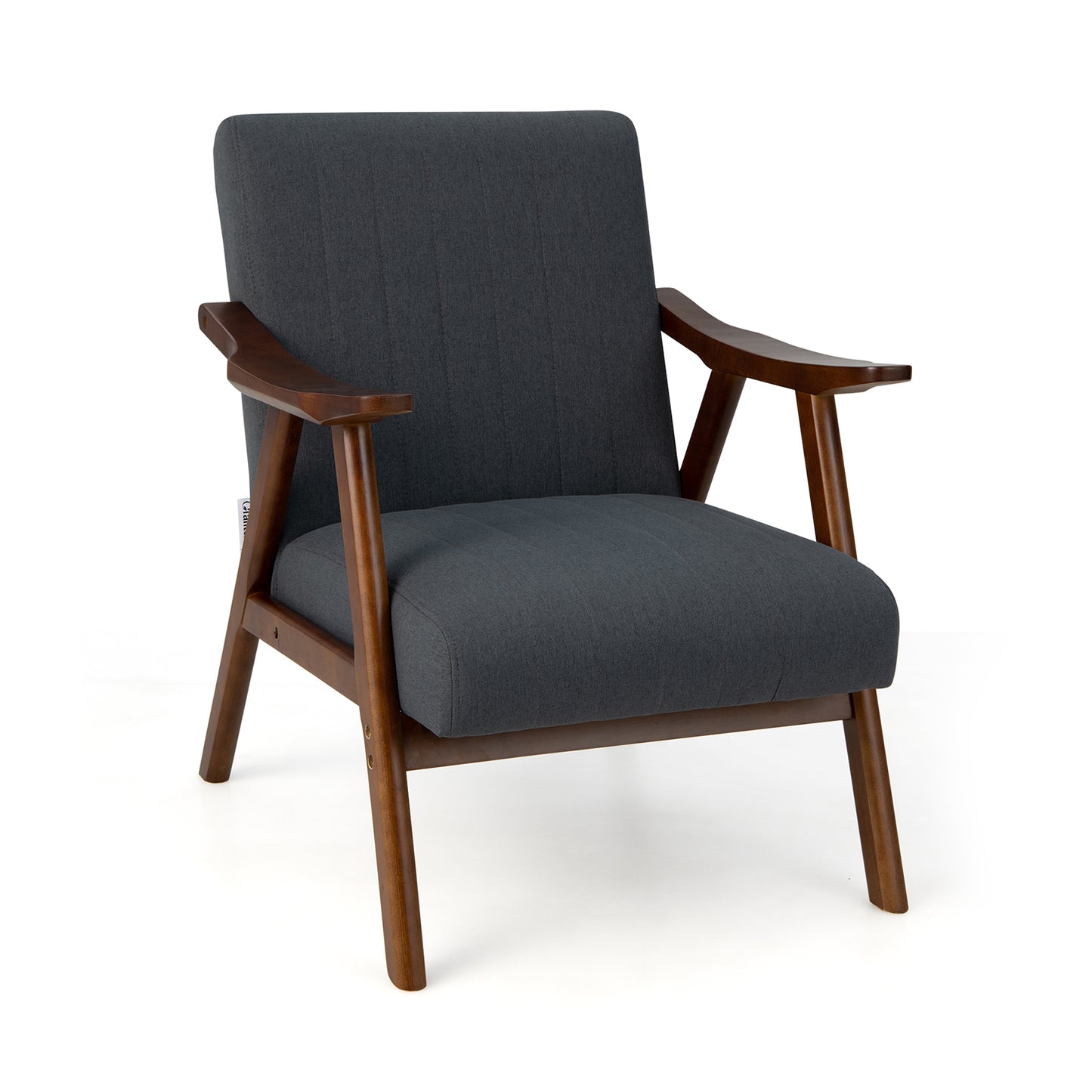 Modern Accent Chair with Armrests and Rubber Wood Frame-Light Grey