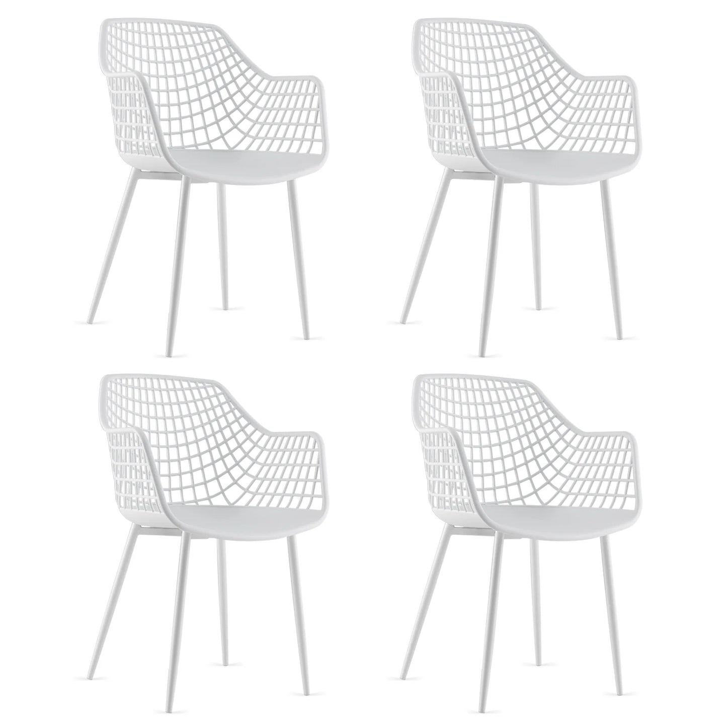 Modern Dining Chair Set of 4 with Airy Hollow Backrest-Black