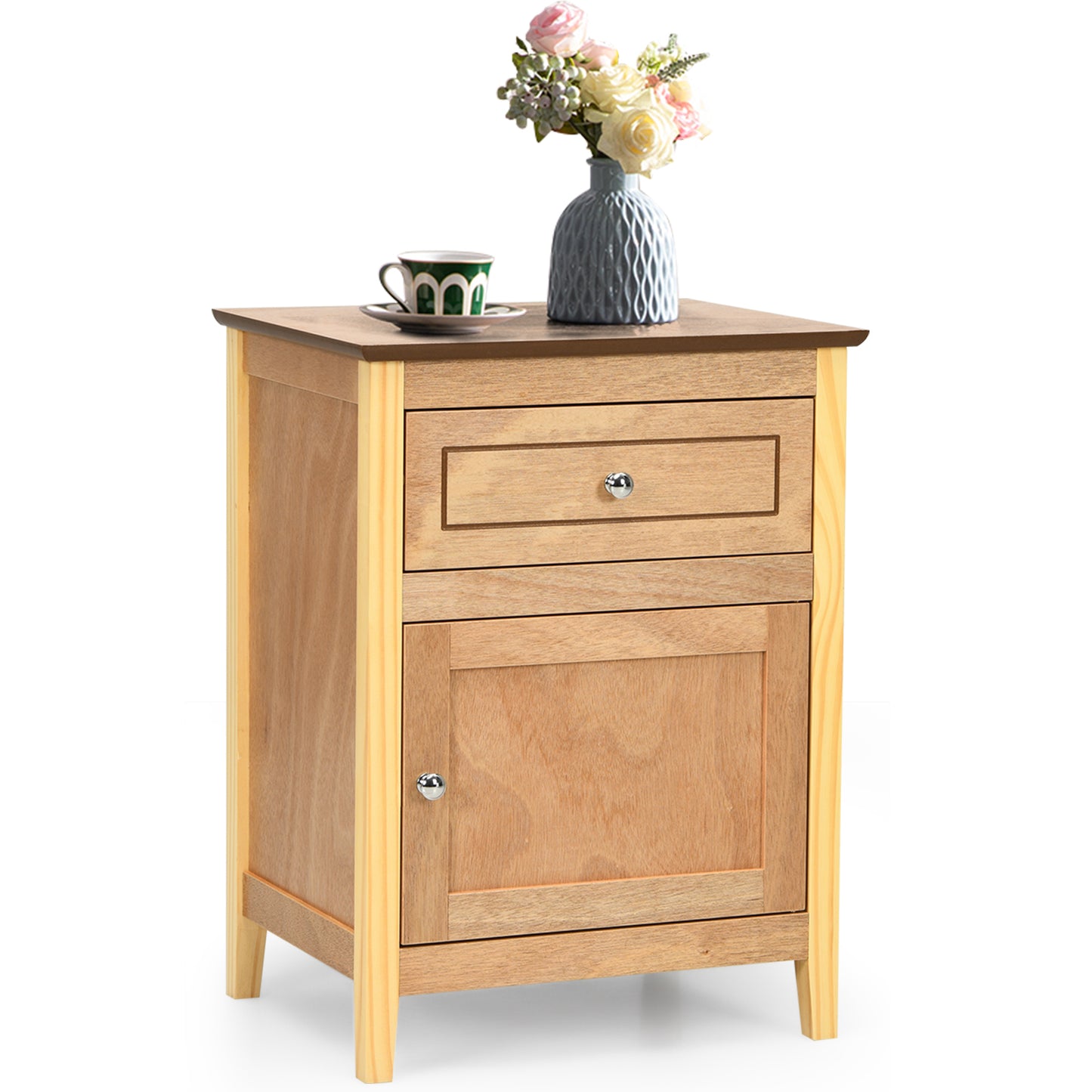 2-Tier Modern Badroom Nightstand with Drawer-Espresso