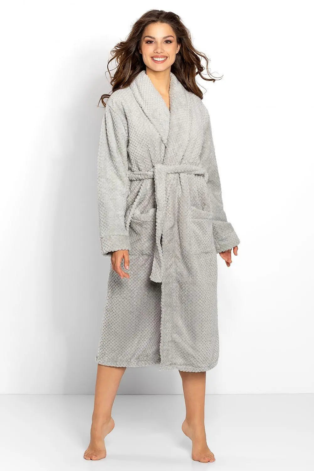 Momenti Per Me knit fabric-shawl collar womens bathrobe