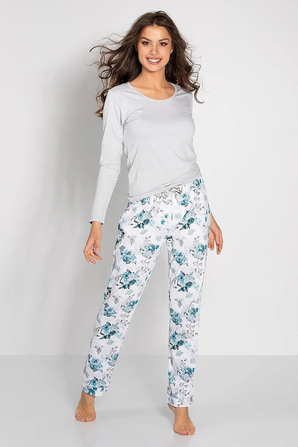 Momenti Per Me long-sleeve blouse and long pants womens pajamas
