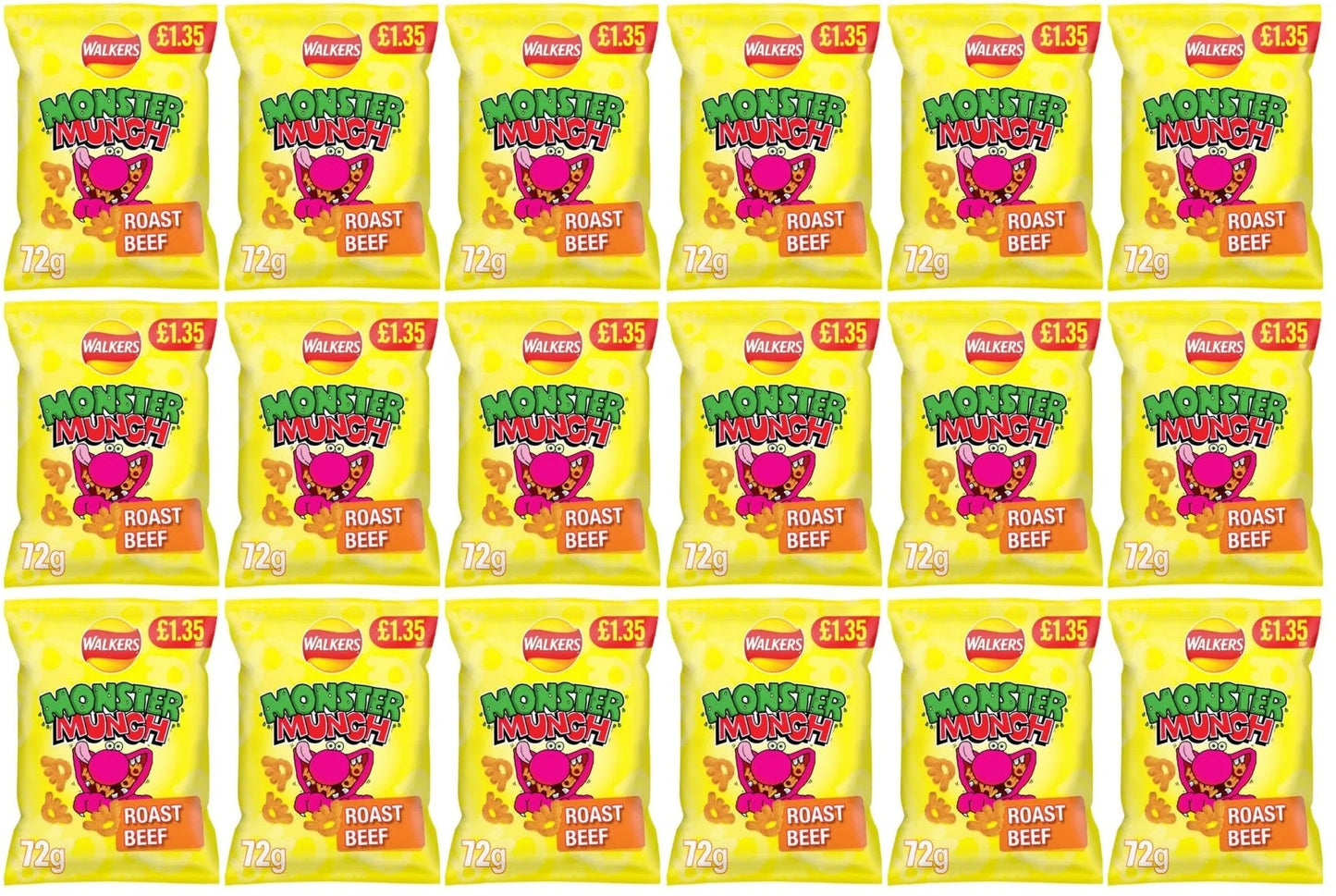 18 x Monster Munch Roast Beef - 72GM