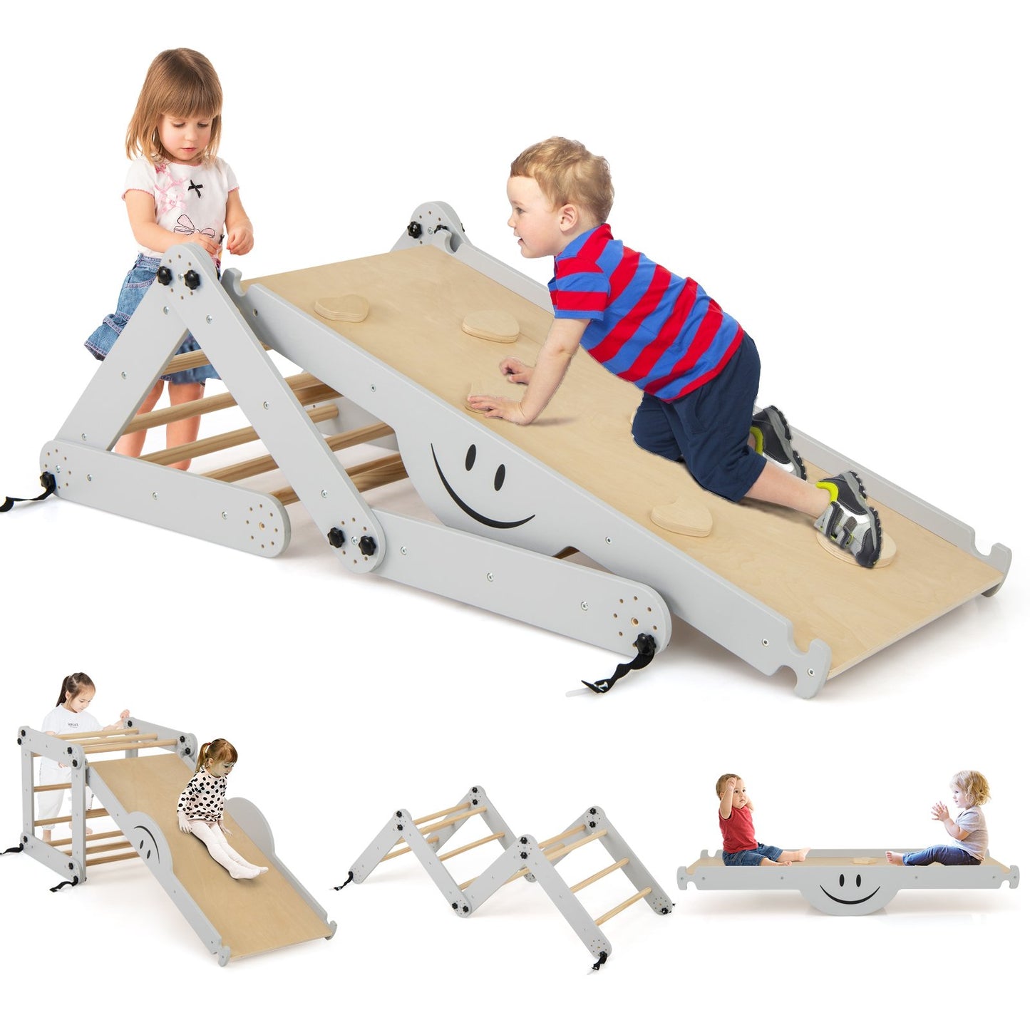 Montessori Climbing Set for Toddlers Foldable with Fun Seesaw-Colourful