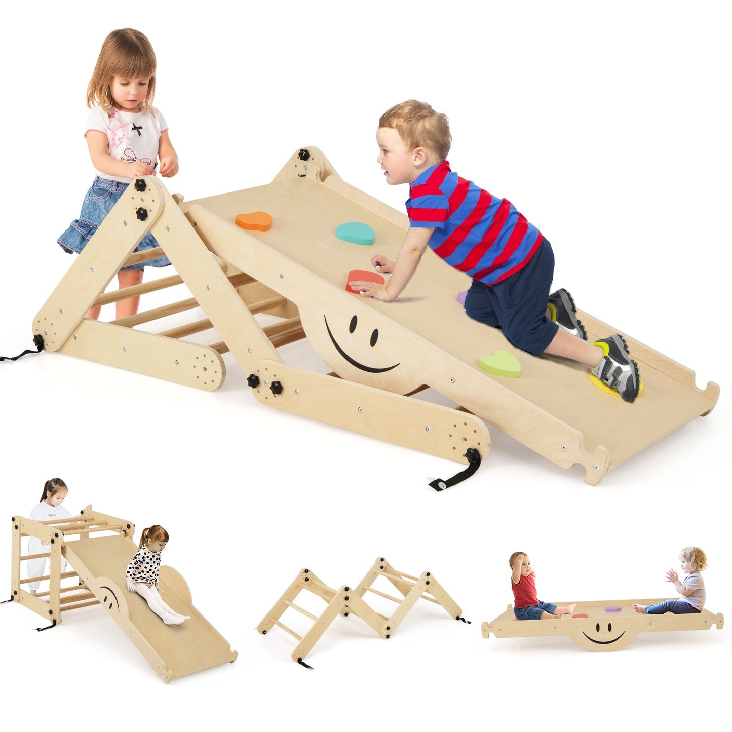Montessori Climbing Set for Toddlers Foldable with Fun Seesaw-Colourful