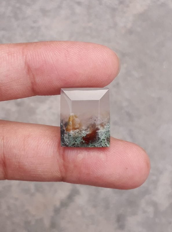 10ct Moss Agate - White Moss Agate - 15.5x13x5mm