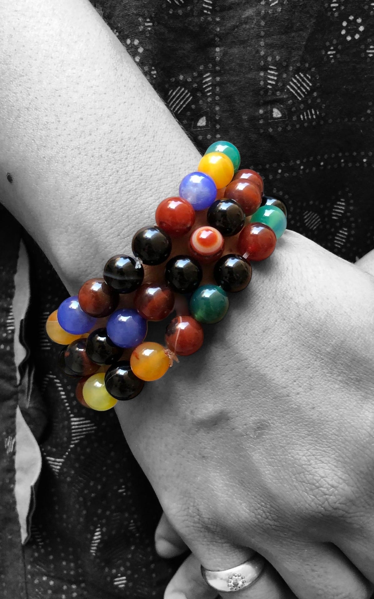 7 Chakra MultiColor Natural Agate Bracelet - 10mm
