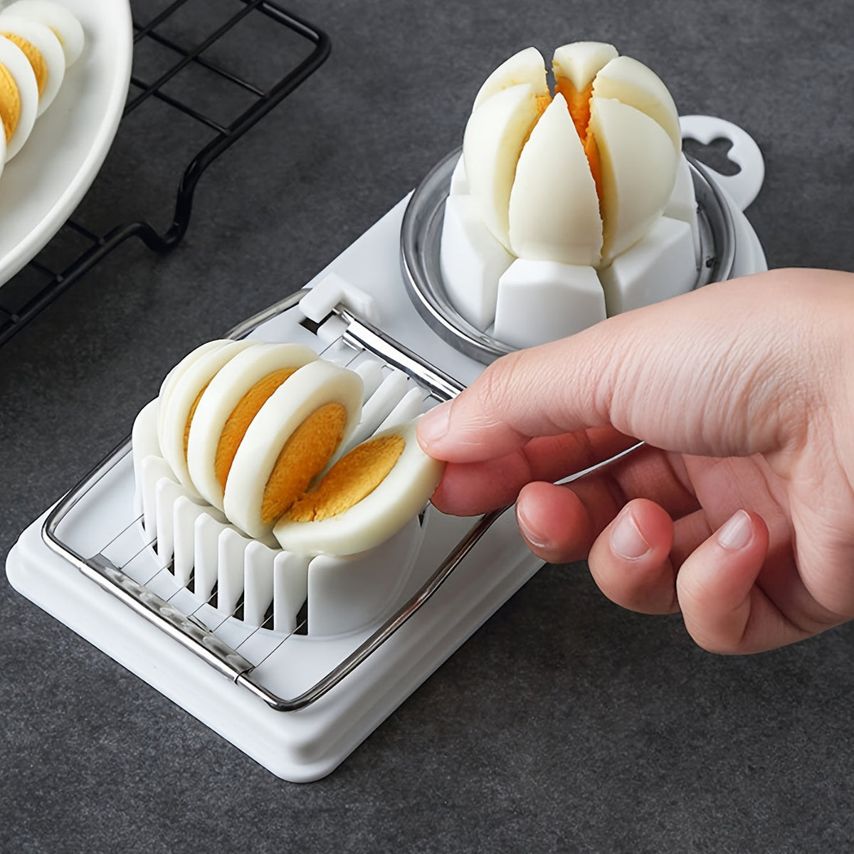 Multifunctional Egg Slicer & Wedger - Stainless Steel Cutter for Eggs, Fruits & Veggies