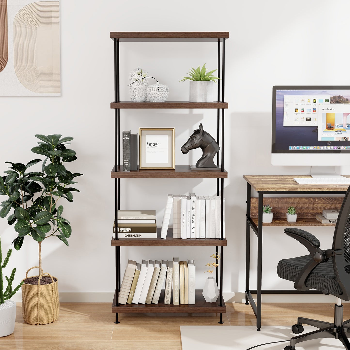 2/3/4/5-Tier Multipurpose Display Rack with Metal Frame-4-Tier