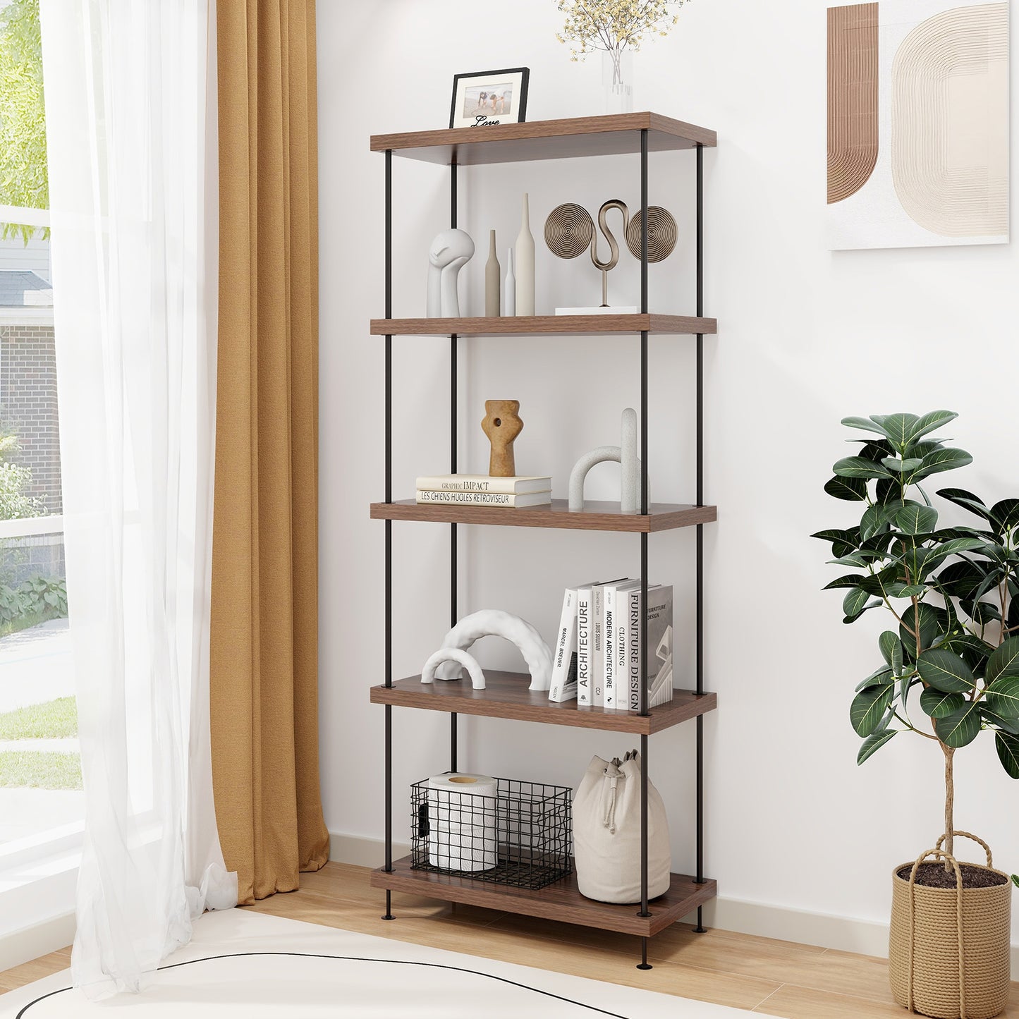 2/3/4/5-Tier Multipurpose Display Rack with Metal Frame-4-Tier