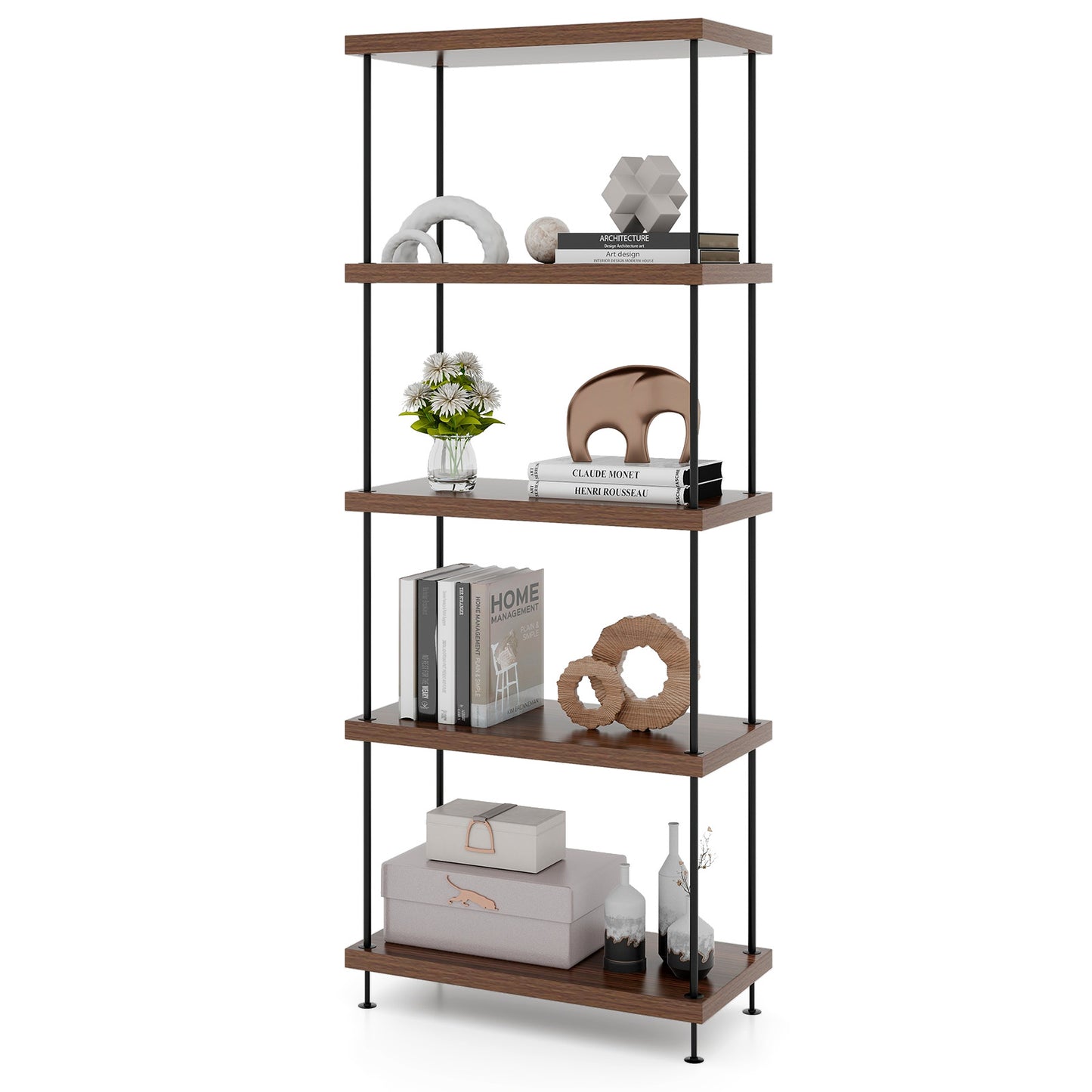 2/3/4/5-Tier Multipurpose Display Rack with Metal Frame-4-Tier