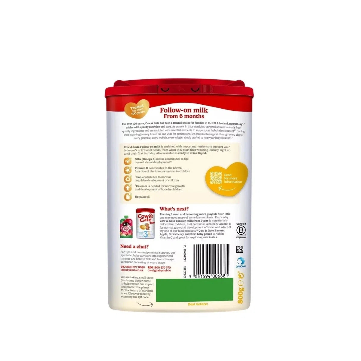 Cow & Gate 2 Follow On Milk Formula 6-12 months 800g