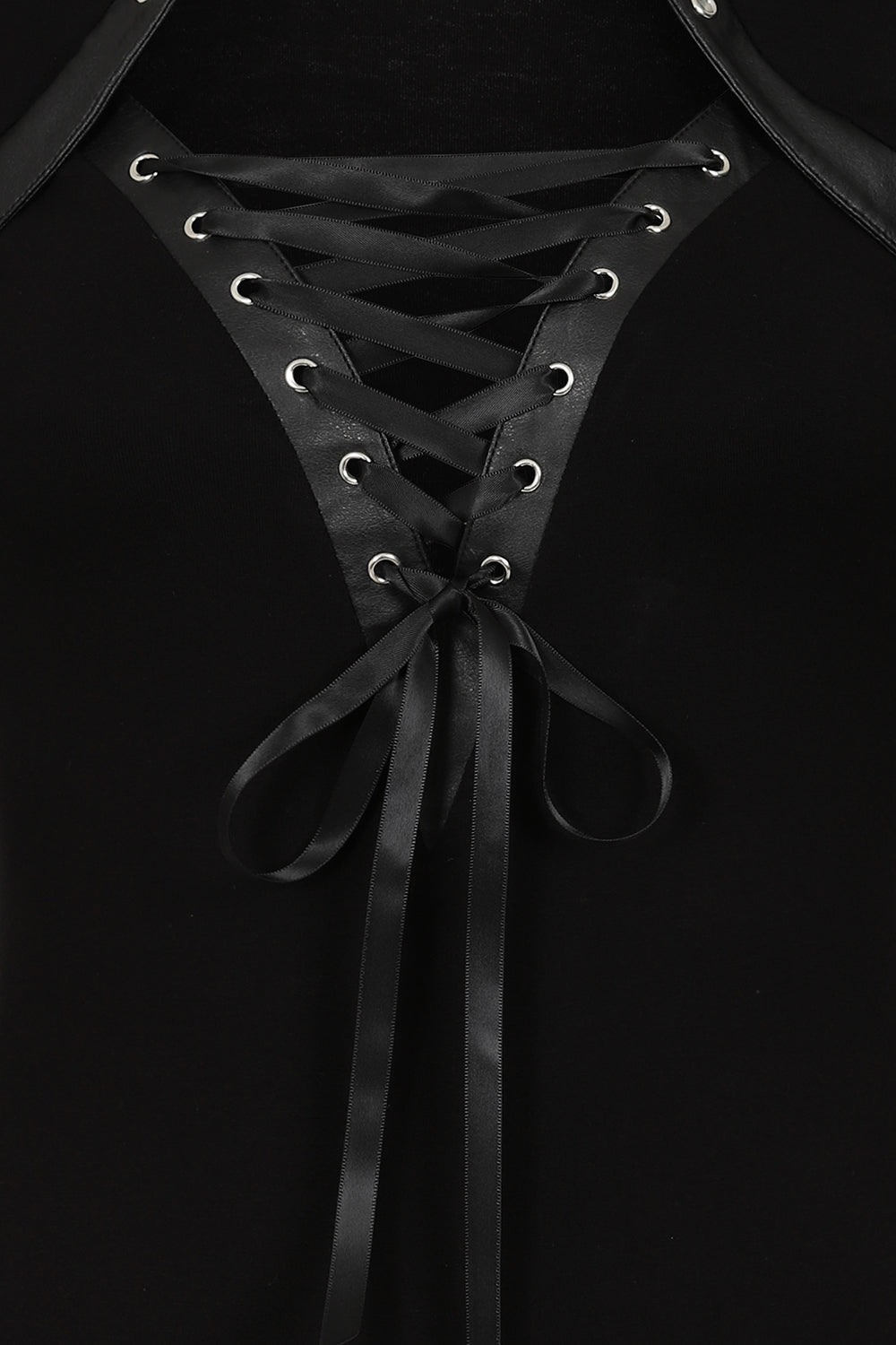 Necessary Evil Dione Long Sleeve Lace Up Plunge Top - Size UK 10 Left Only!
