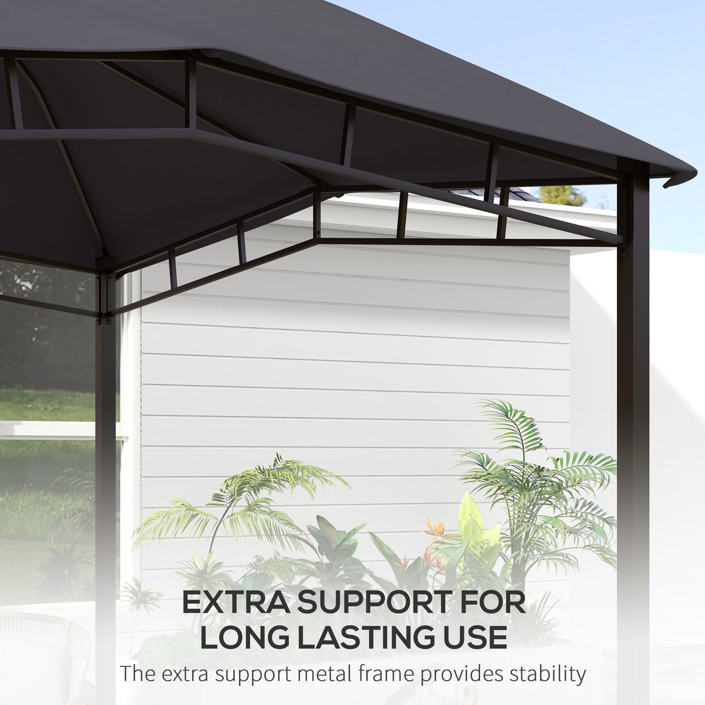 Outsunny 3x3(m) Outdoor Patio Gazebo Pavilion Canopy Tent Steel Frame Grey