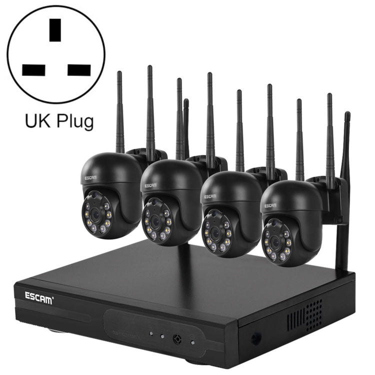 ESCAM WNK614 8-Channel Wireless NVR Security System with 4× 3MP Cameras