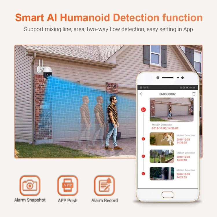 ESCAM QF218 1080P Pan / Tilt AI Humanoid Detection IP66 Waterproof WiFi IP Camera, Support ONVIF / Night Vision / TF Card / Two-way Audio, UK Plug