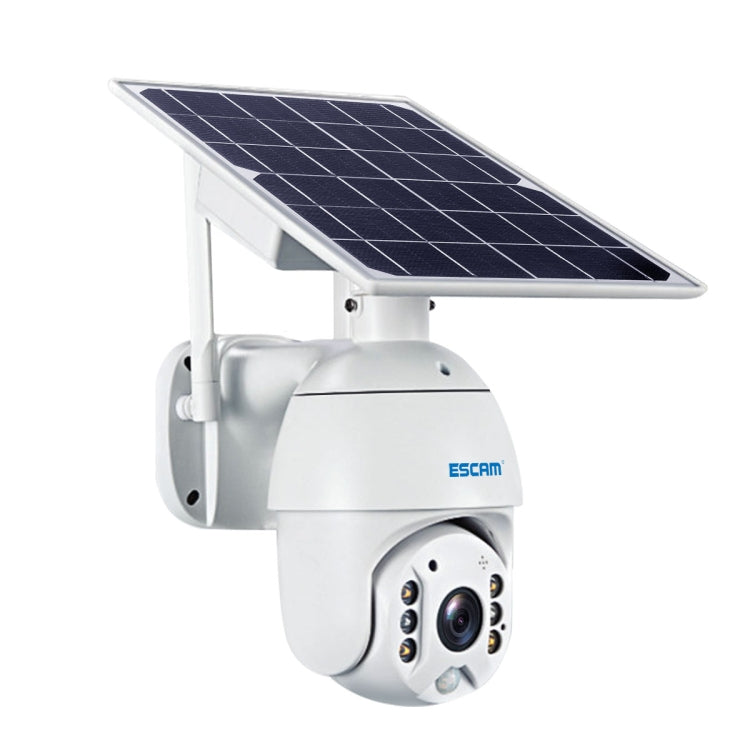 ESCAM QF480 US Version HD 1080P IP66 Waterproof 4G Solar Panel PT IP Camera without Battery, Support Night Vision / Motion Detection / TF Card / Two Way Audio (White)