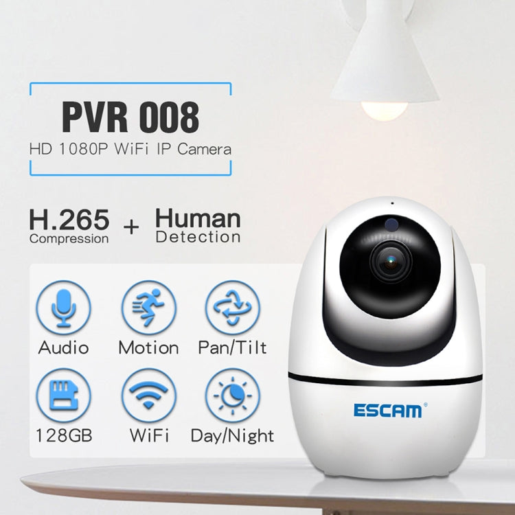 ESCAM PVR008 HD 1080P WiFi IP Camera, Support Motion Detection / Night Vision, IR Distance: 10m, UK Plug