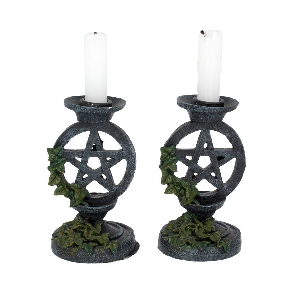 Nemesis Now Aged Pentagram Candlesticks Pair