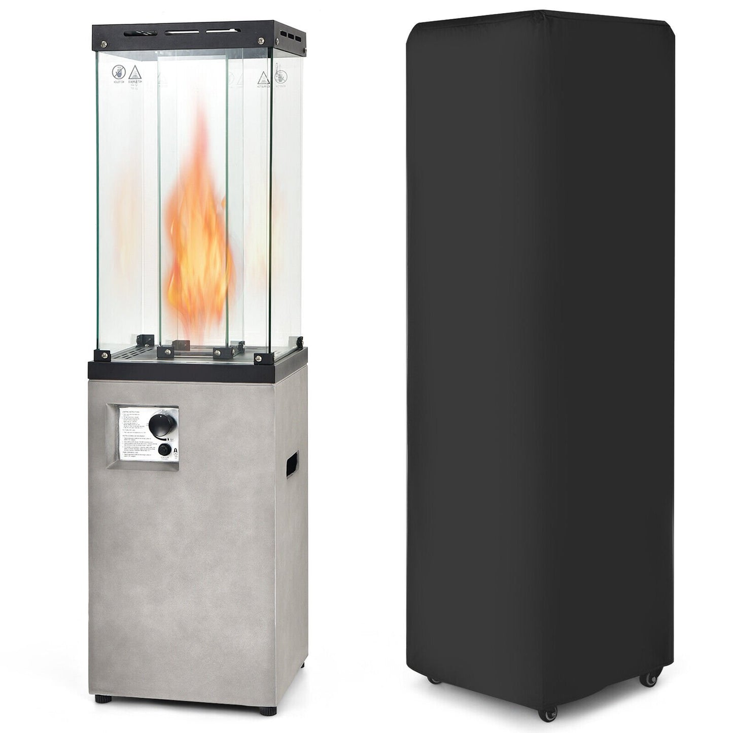 41,000 BTU Propane Patio Heater Outdoor Heater with Lockable Wheels-Dark Grey