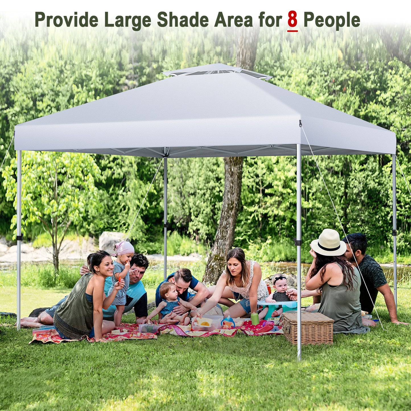 3m x 3m Pop Up Gazebo with Adjustable Height and Double Vented Roof-Black