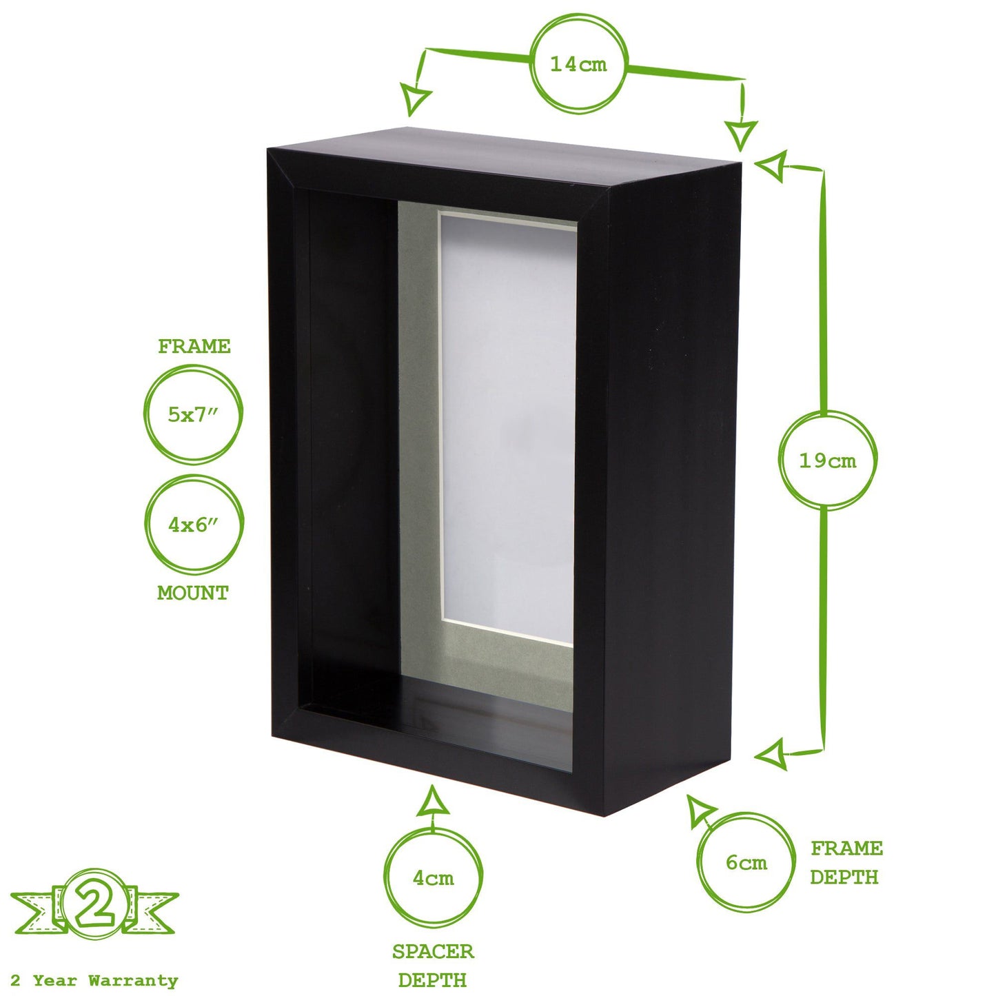 5" x 7" White 3D Deep Box Photo Frame - with 4" x 6" Mount